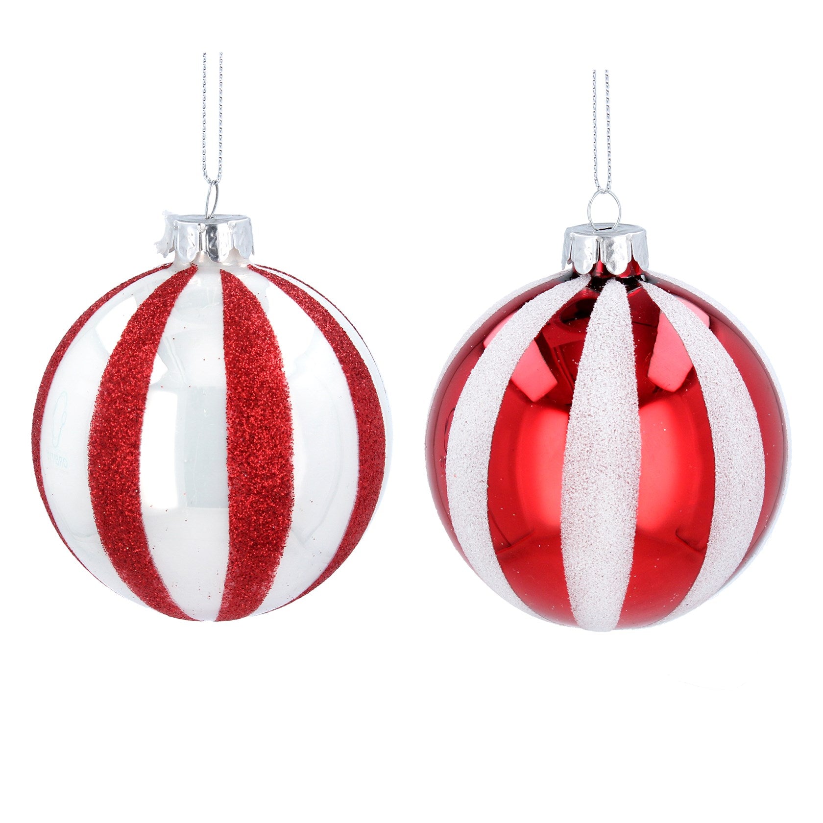 Heliotique | Gisela Graham Red & White Stripe Glass Bauble