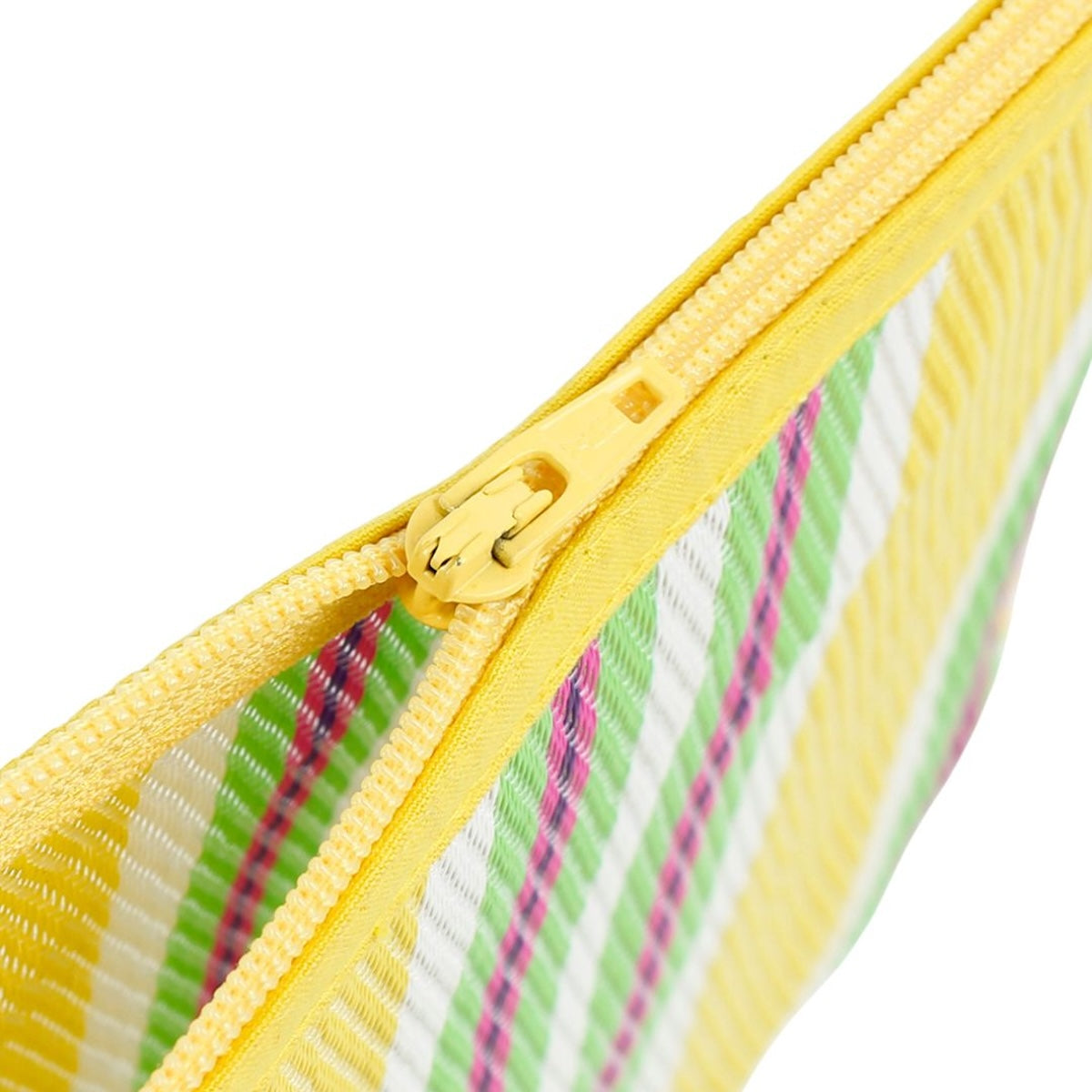 Recycled Woven Pom Pom Pouch - Yellow