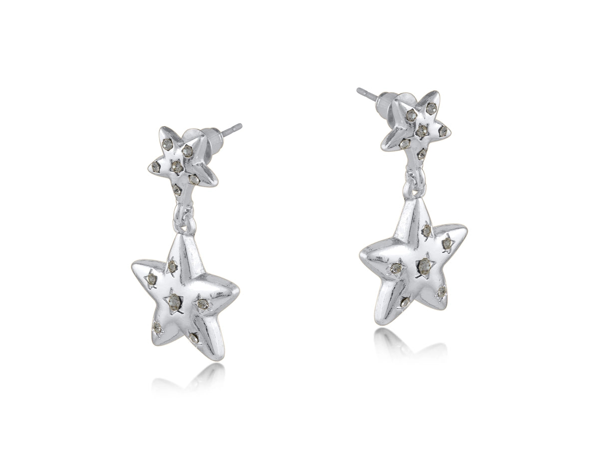 Heliotique | Big Metal London Estelle Star Drop Earrings - Silver
