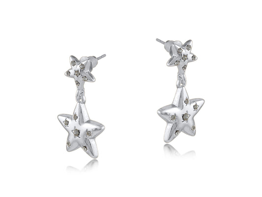 Heliotique | Big Metal London Estelle Star Drop Earrings - Silver
