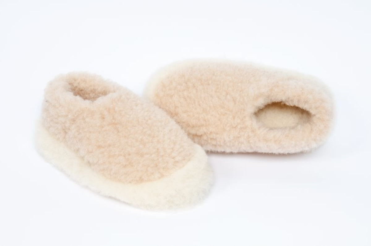100% Siberian Wool Slippers - Beige