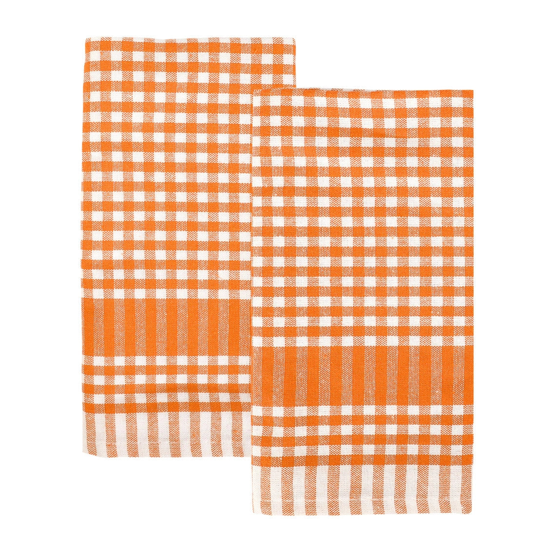 Set of 2 Gingham Tea Towels - Orange