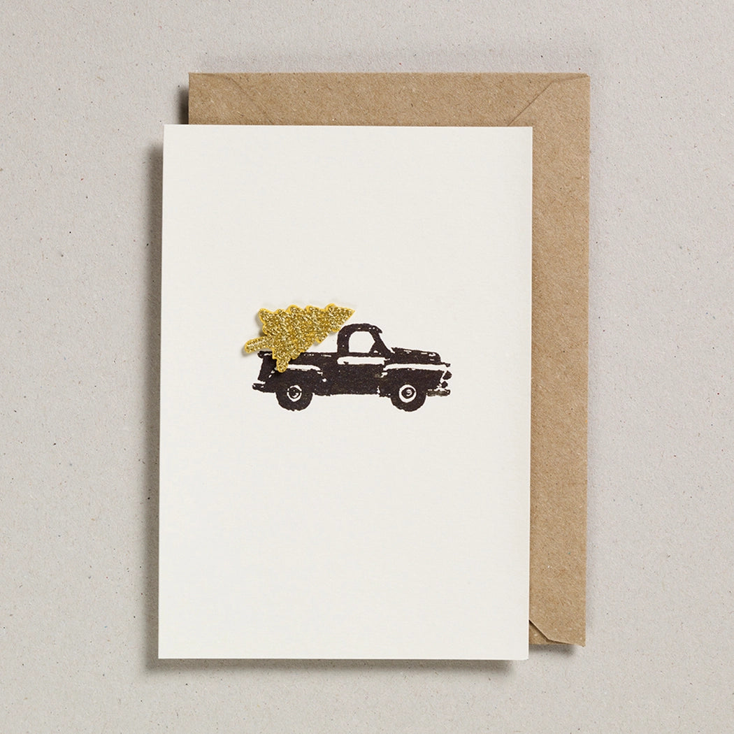 Heliotique | Petra Boase Iron On Patch Card - Christmas Tree Truck