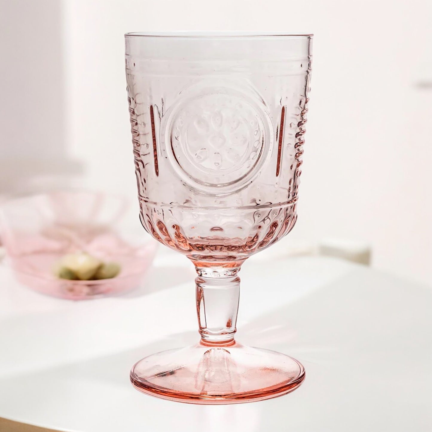 Floral Goblet Wine Glass - Pink
