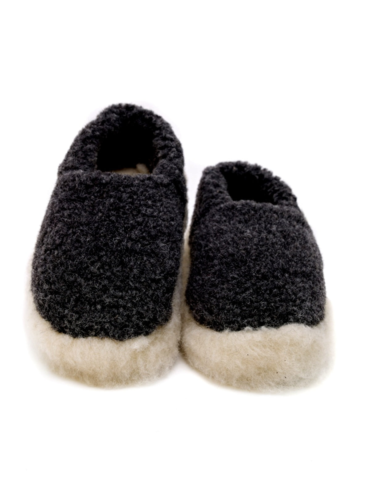 100% Siberian Wool Slippers - Black