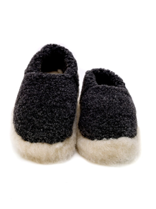 100% Siberian Wool Slippers - Black