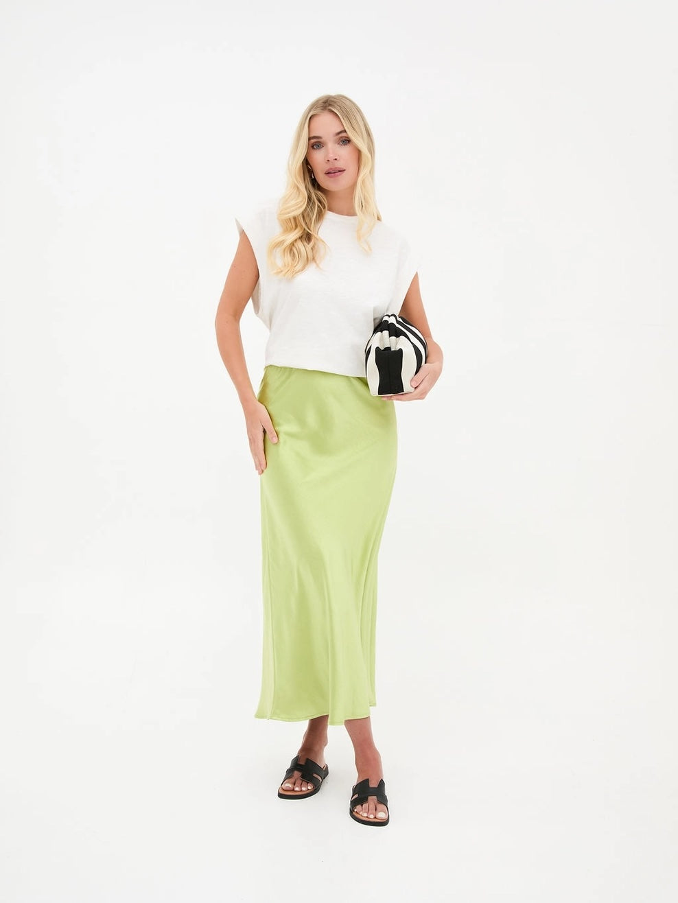 Heliotique | Fika Angel Satin Skirt - Lime