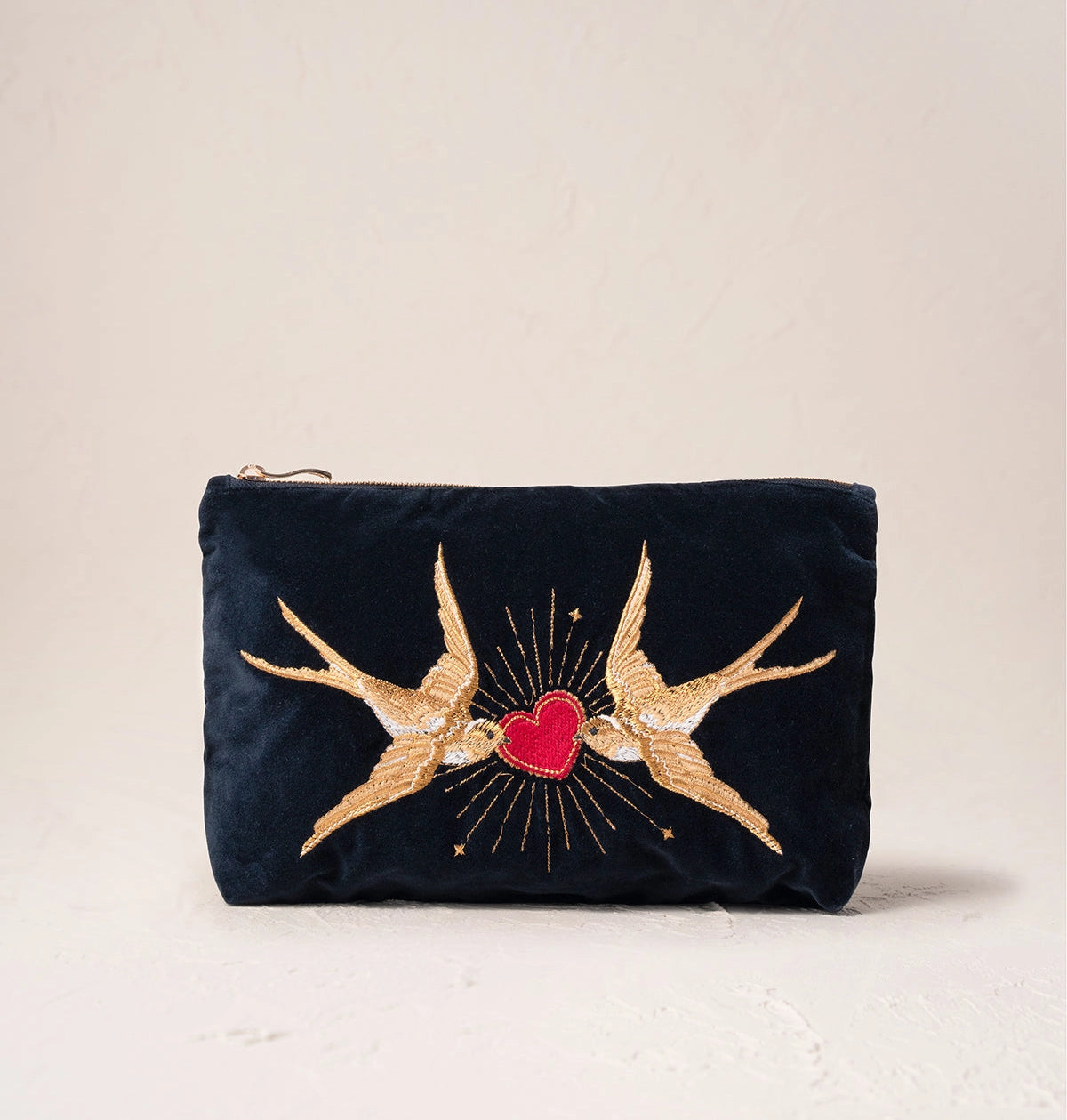 Heliotique | Elizabeth Scarlett Swallow Heart Velvet Everyday Pouch