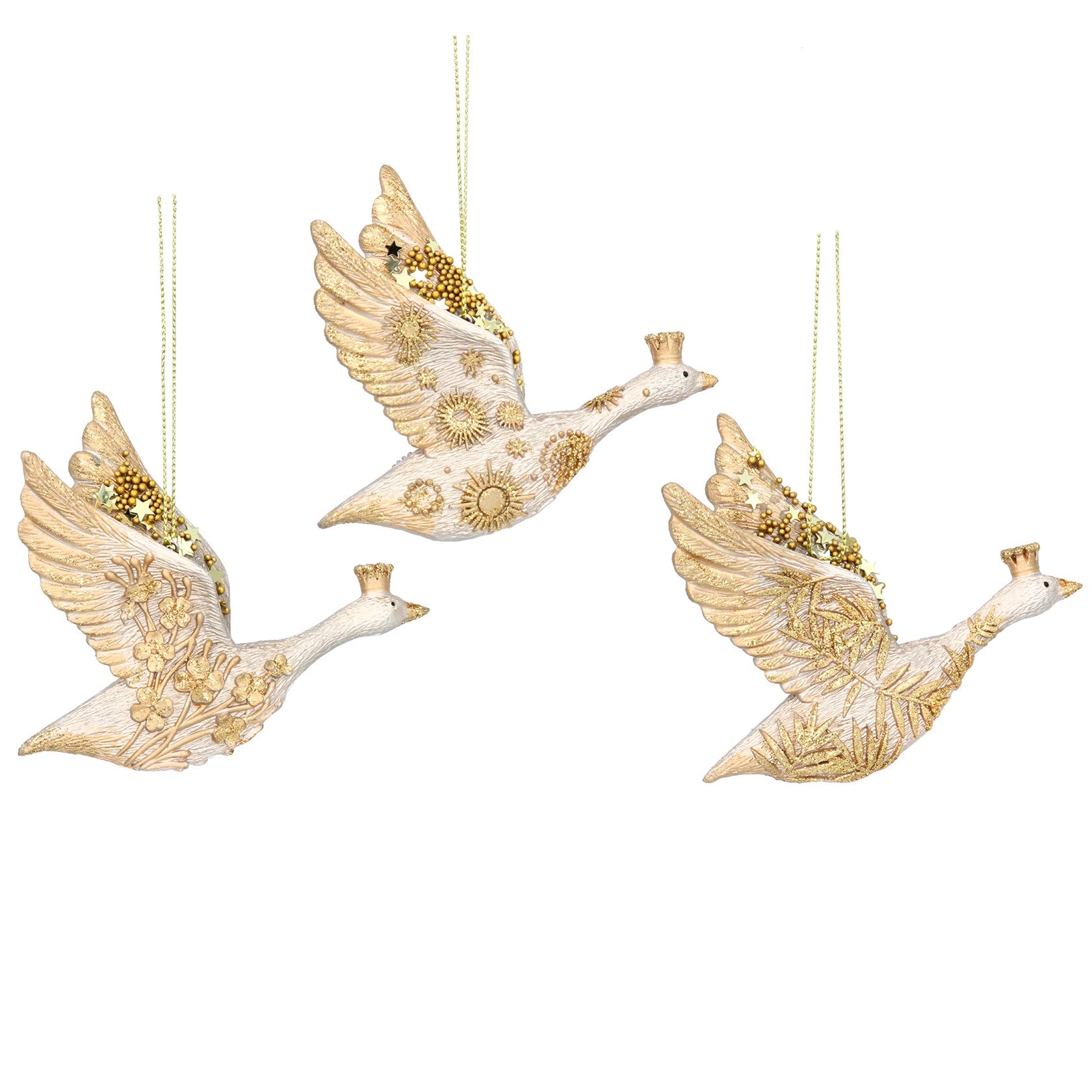 Heliotique | Gisela Graham Ornate Flying Goose Decoration - Cream