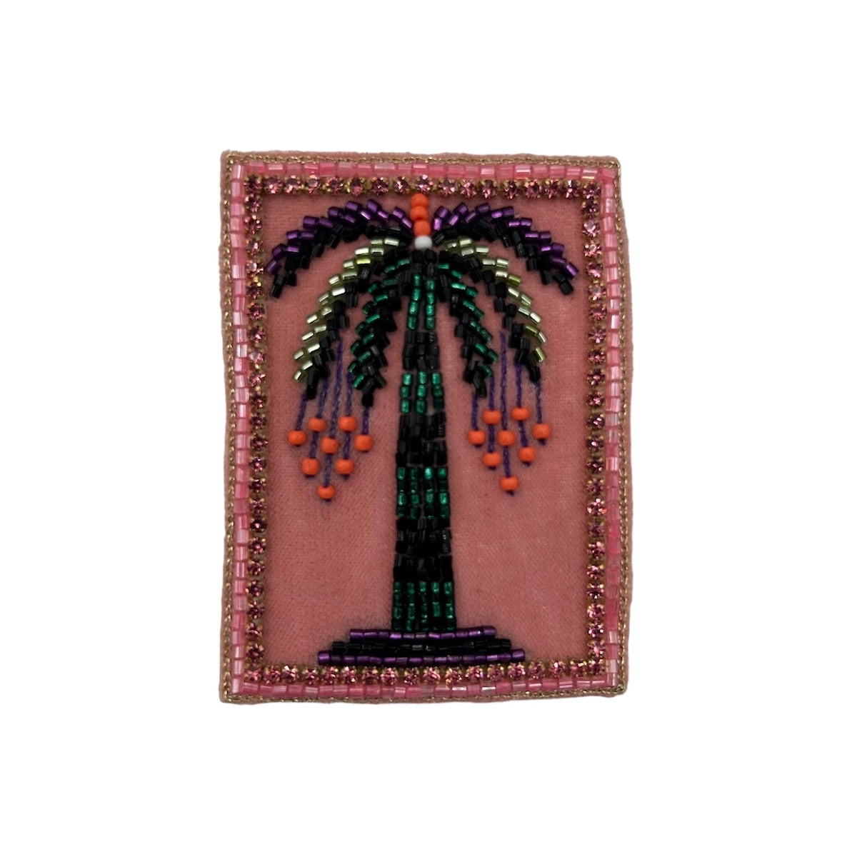 Heliotique | Sixton Beaded Pink Portrait Palm Tree Brooch