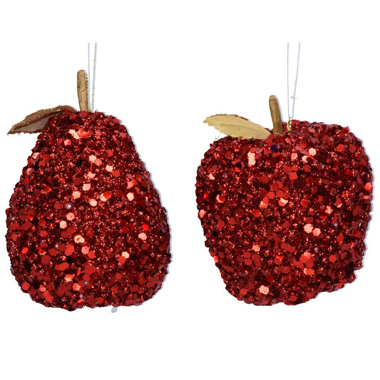 Heliotique | Gisela Graham Red Sequin Apple / Pear Decoration