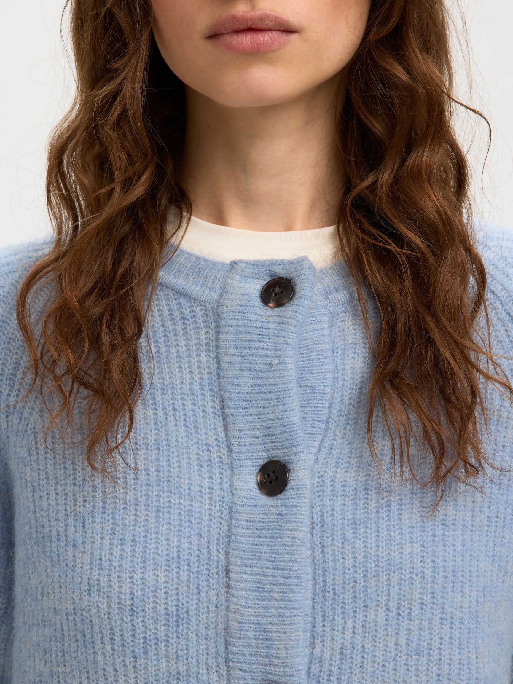 Heliotique | Selected Femme Wool Blend Cardigan - Powder Blue