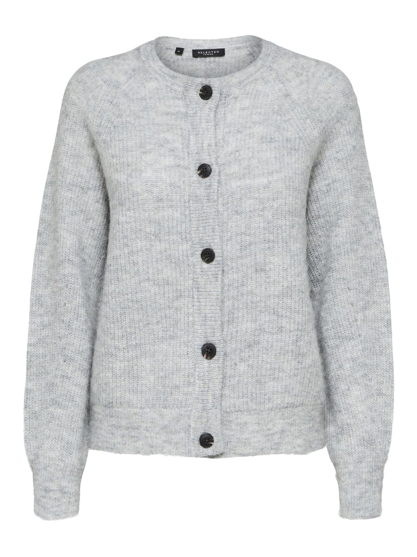 Wool Blend Cardigan - Light Grey Melange