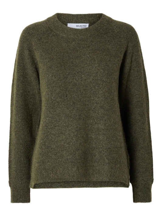 Heliotique | Selected Femme Wool Blend Jumper - Kalamata Olive