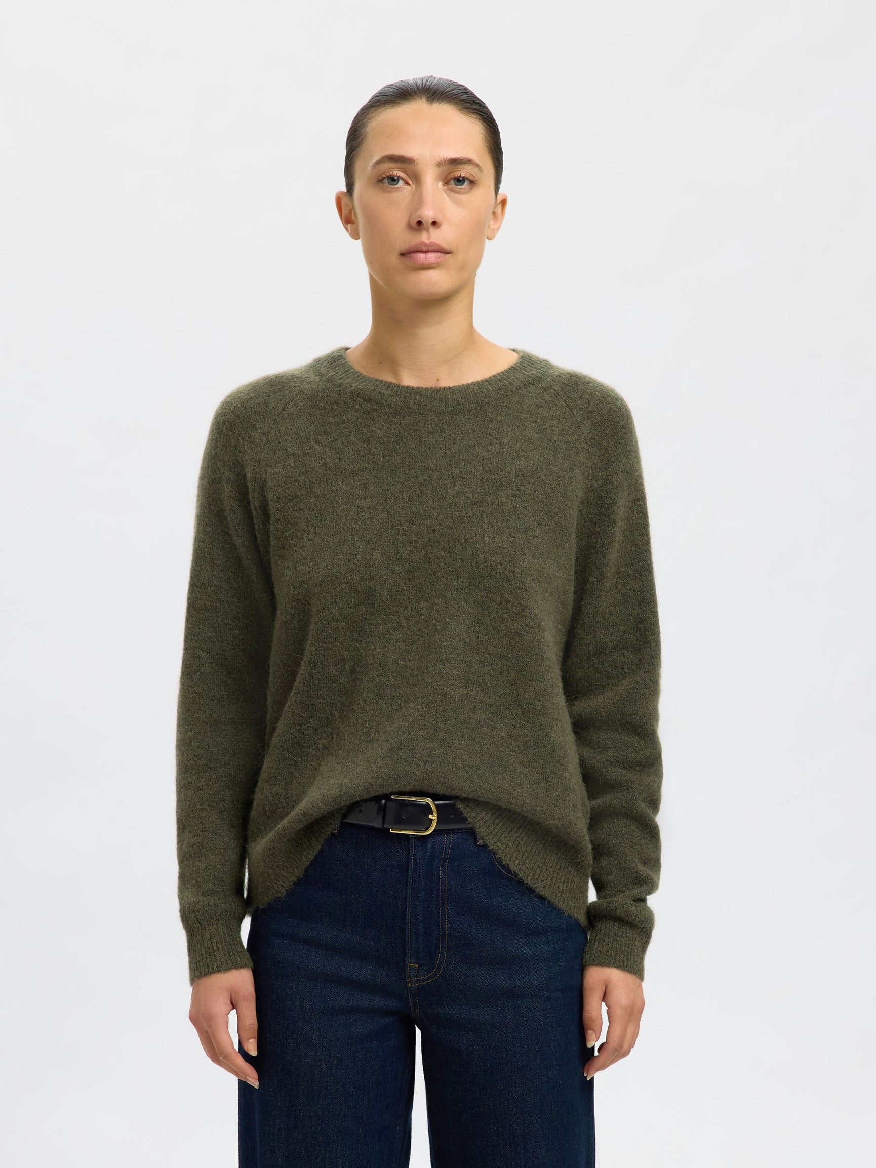 Heliotique | Selected Femme Wool Blend Jumper - Kalamata Olive