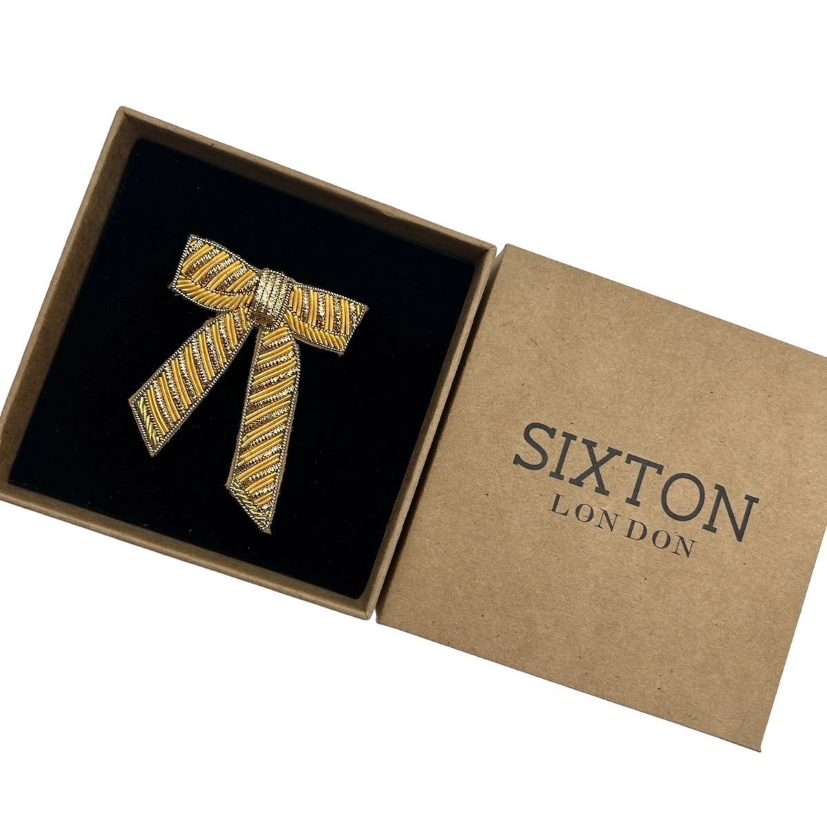 Heliotique | Sixton Embroidered Gold Bow Brooch