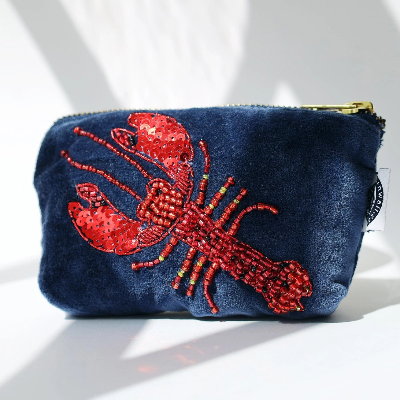 Velvet Beaded Lobster Coin Purse