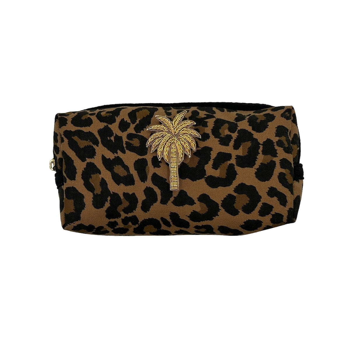 Heliotique | Sixton Leopard Cosmetic Bag & Gold Palm Brooch