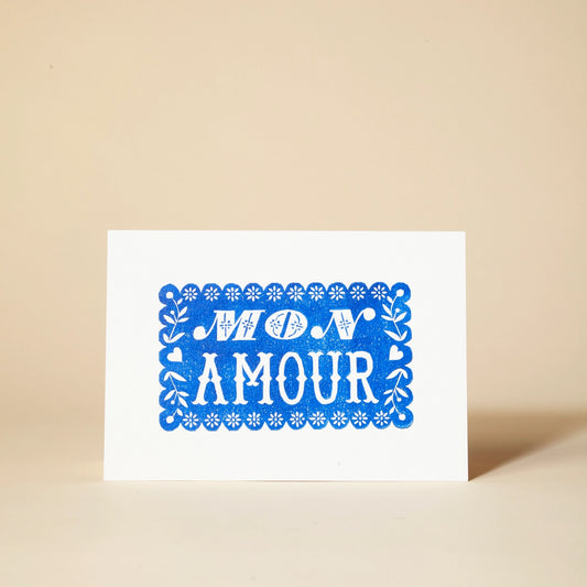 Heliotique Mon Amour Linocut Card