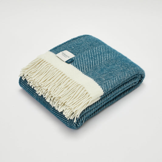 Heliotique | Atlantic Blankets Herringbone Wool Blanket - Sailor Blue