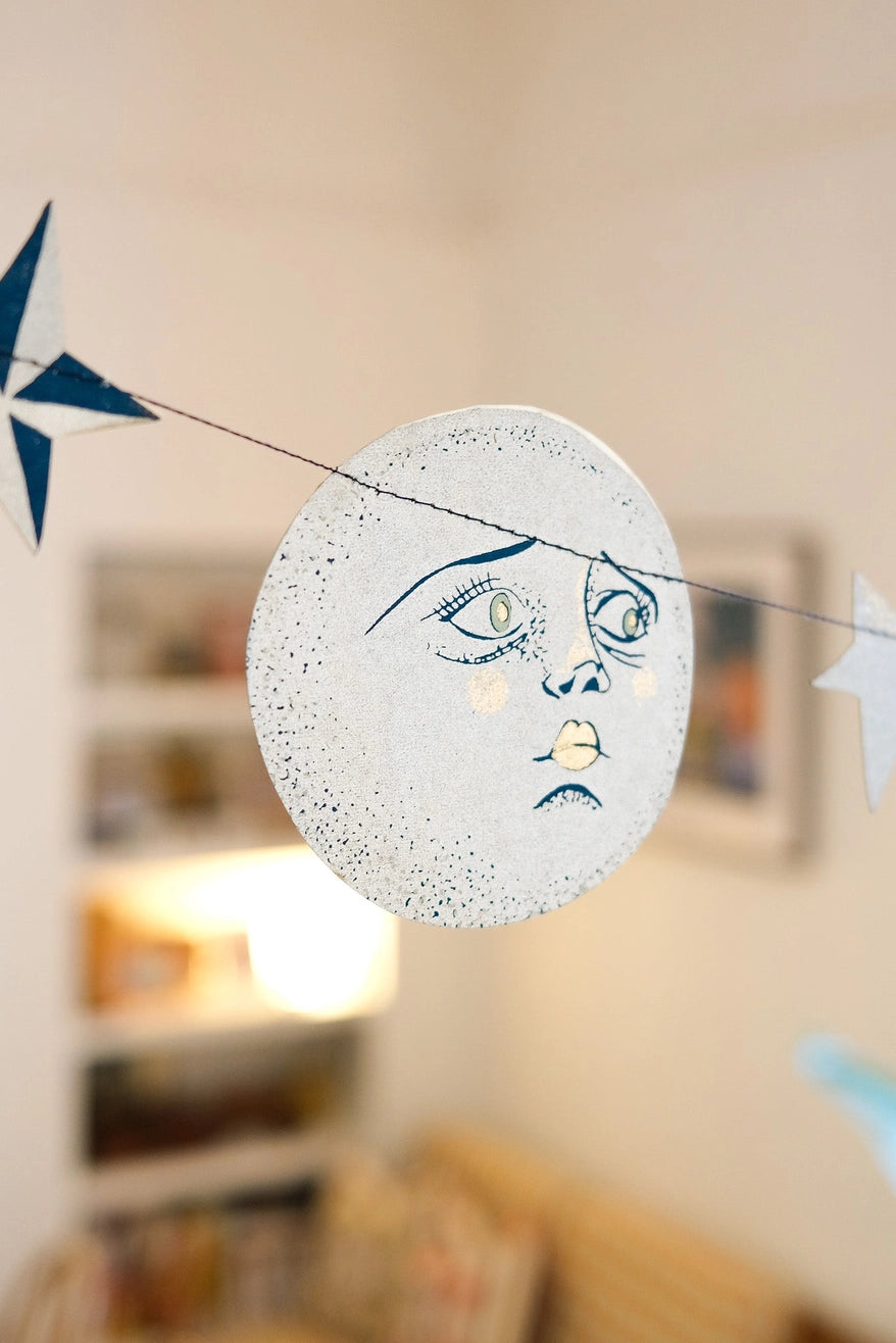 East End Press | Heliotique Screen Printed Garland - Man on the Moon