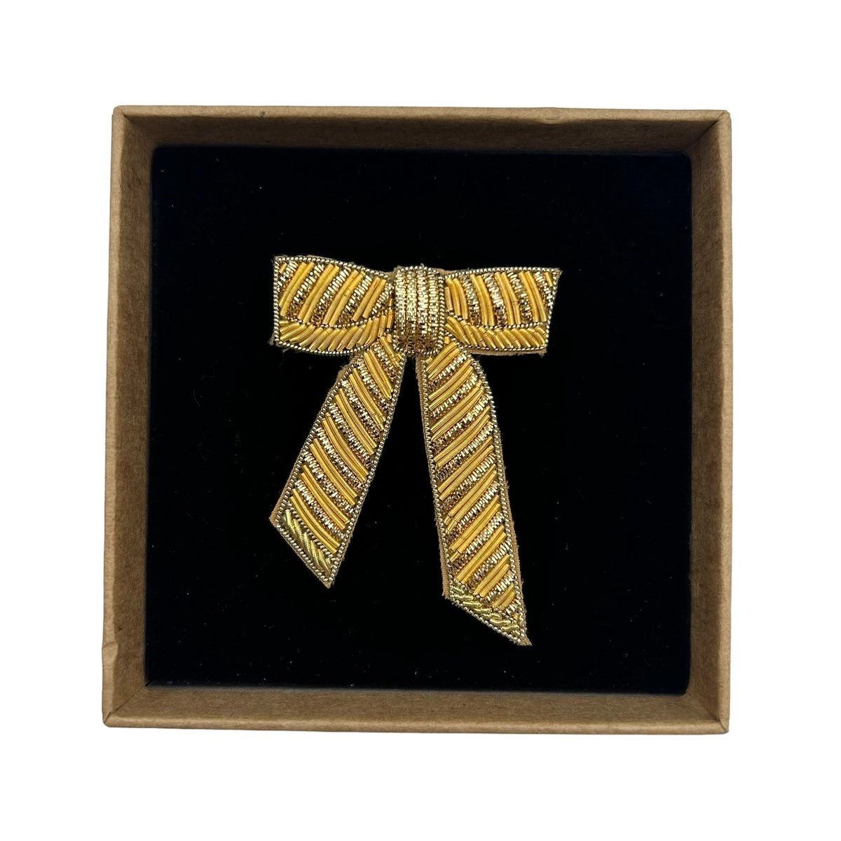 Heliotique | Sixton Embroidered Gold Bow Brooch