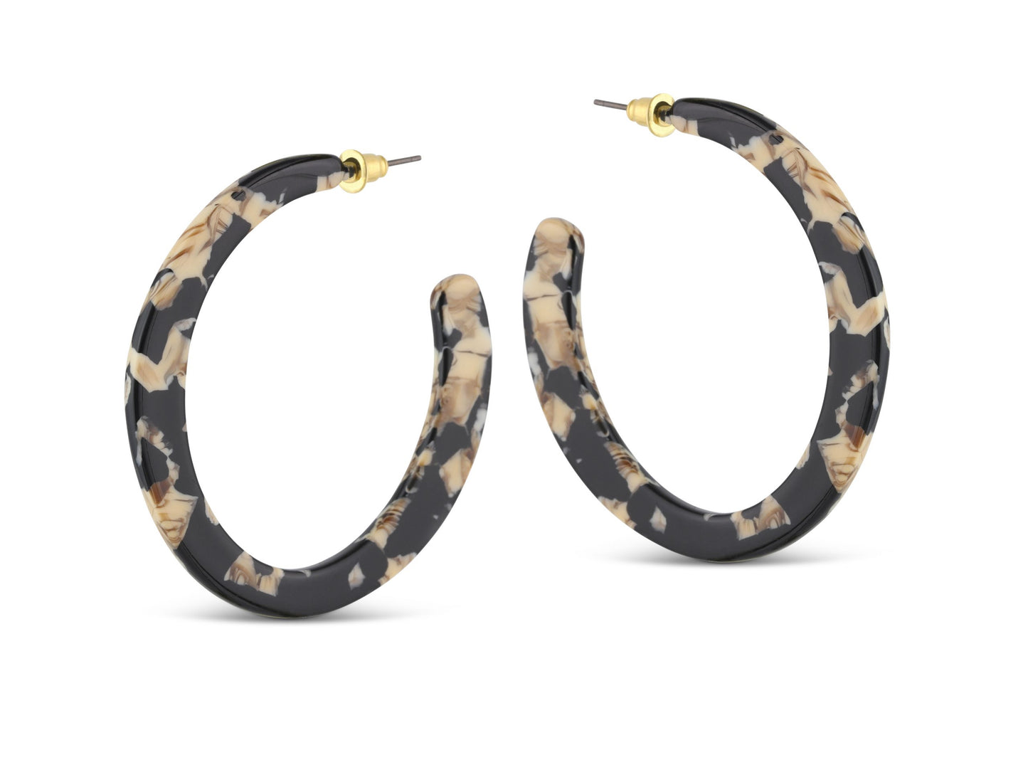 Heliotique | Big Metal London Olivia Resin Hoops - Brown / Black