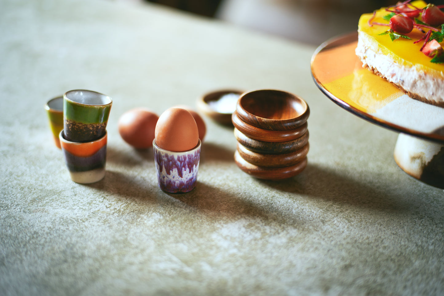 Heliotique 70's Ceramic Egg Cups - Set of 4