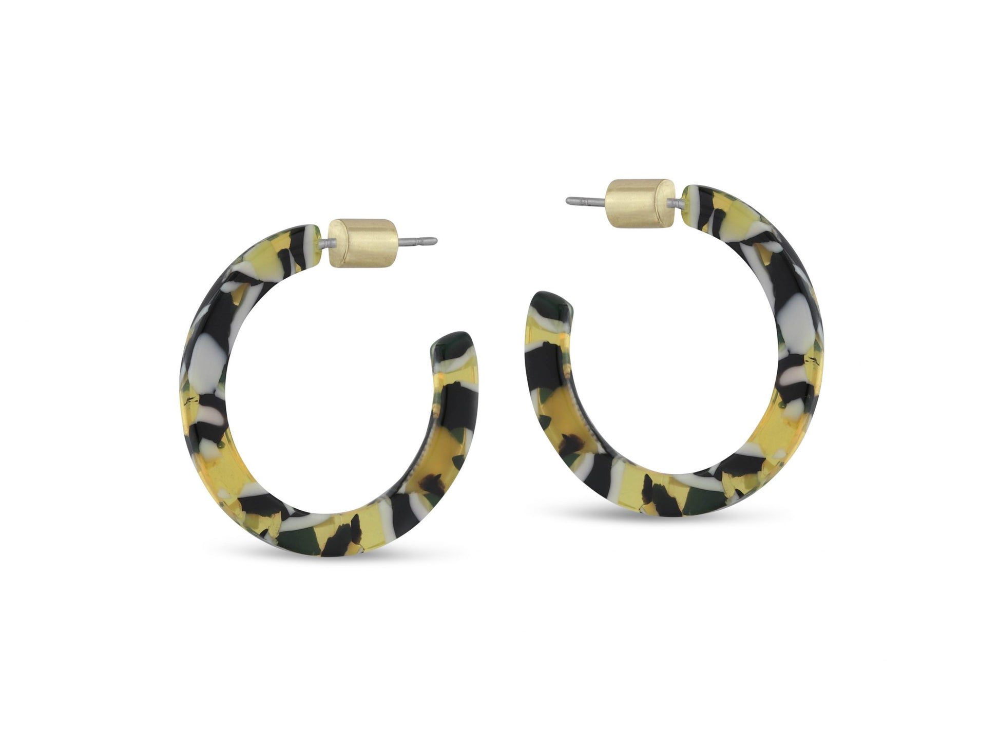 Heliotique | Big Metal London Isla Resin Hoops - Yellow / Black