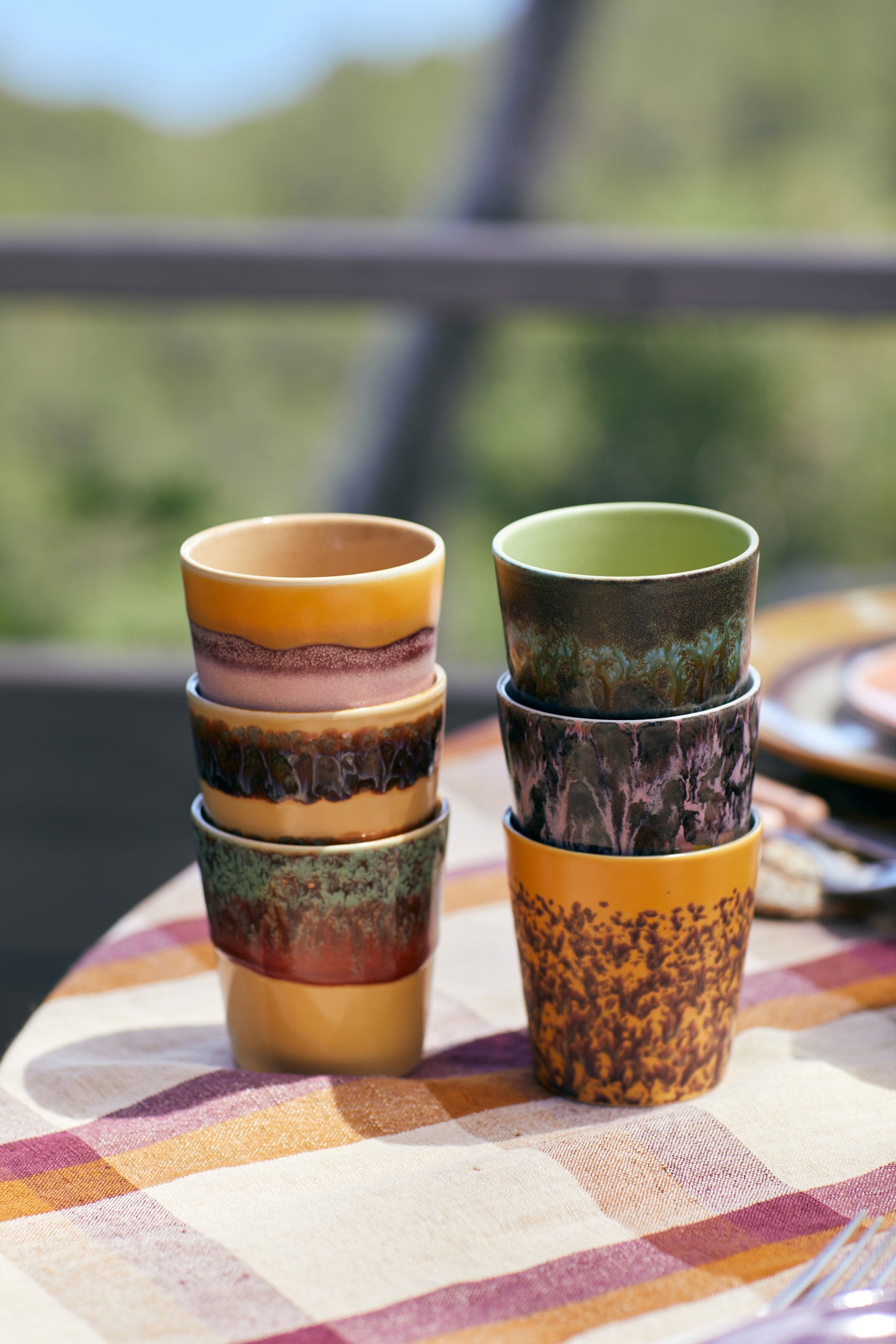 Heliotique 70's Ceramic Coffee Mugs - Set of 6