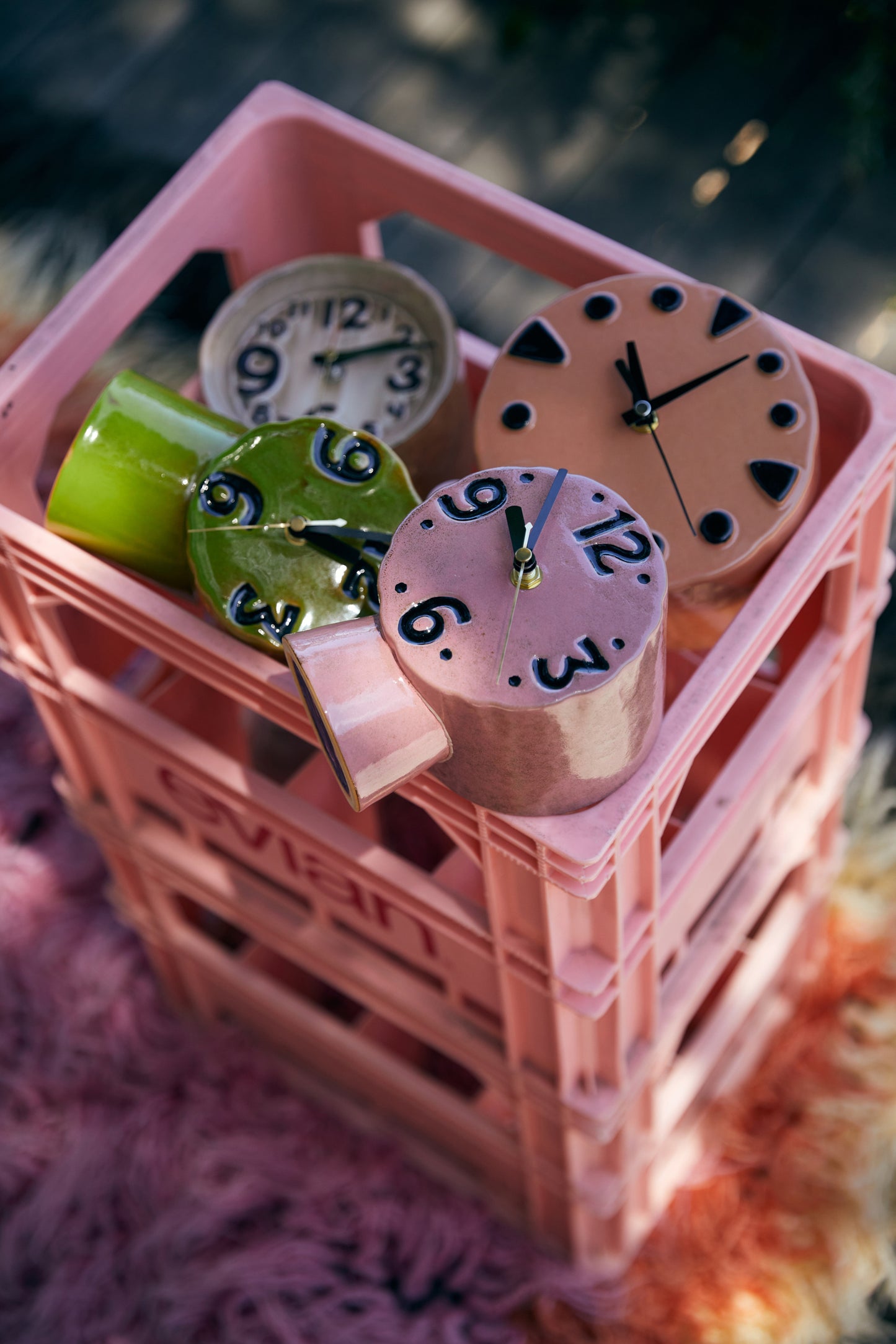 Heliotique Retro Pink Ceramic Clock