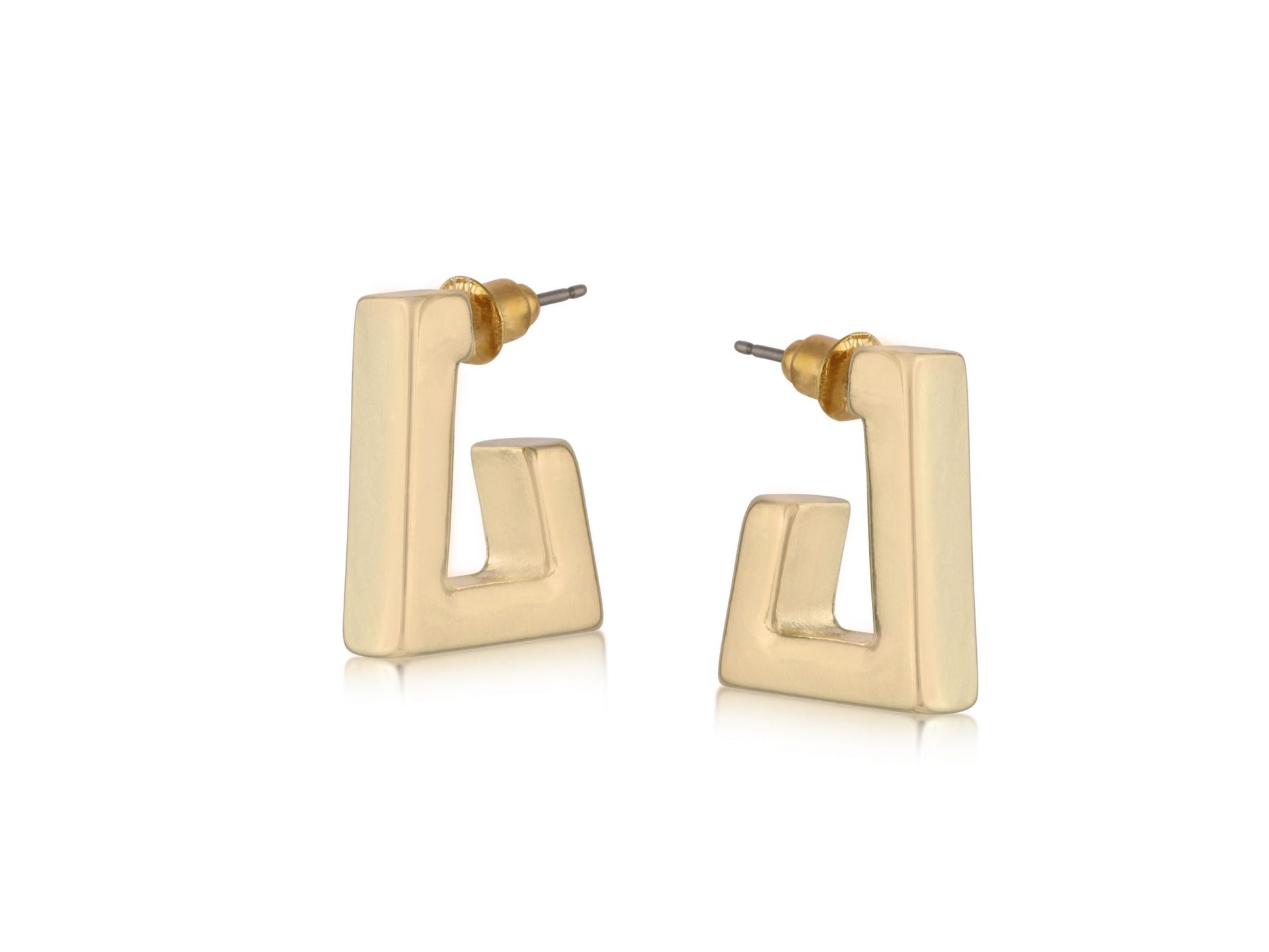  Heliotique | Big Metal London Ariana Metal Square Earrings - Gold