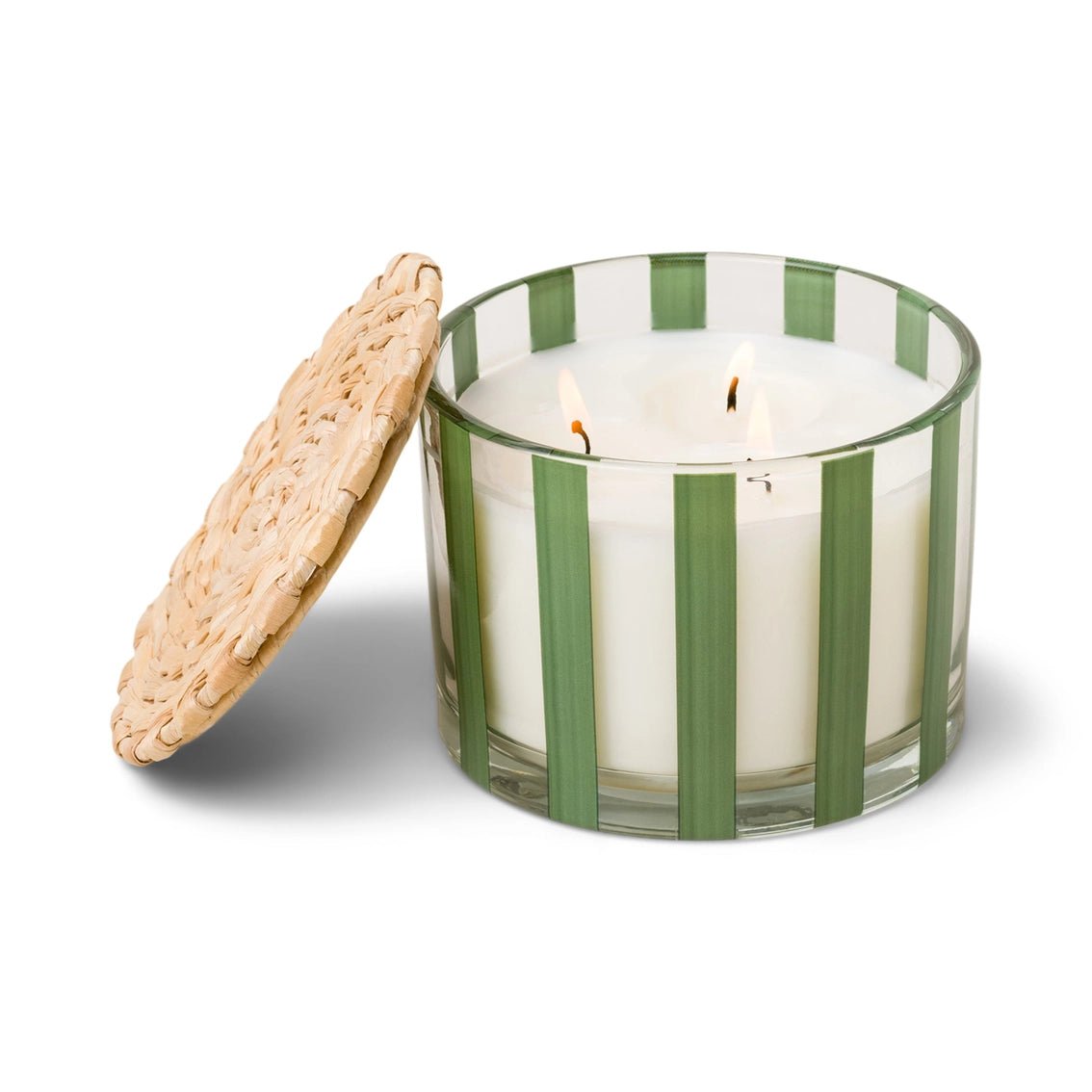 Heliotique | Al Fresco Striped Glass Candle - Misted Lime