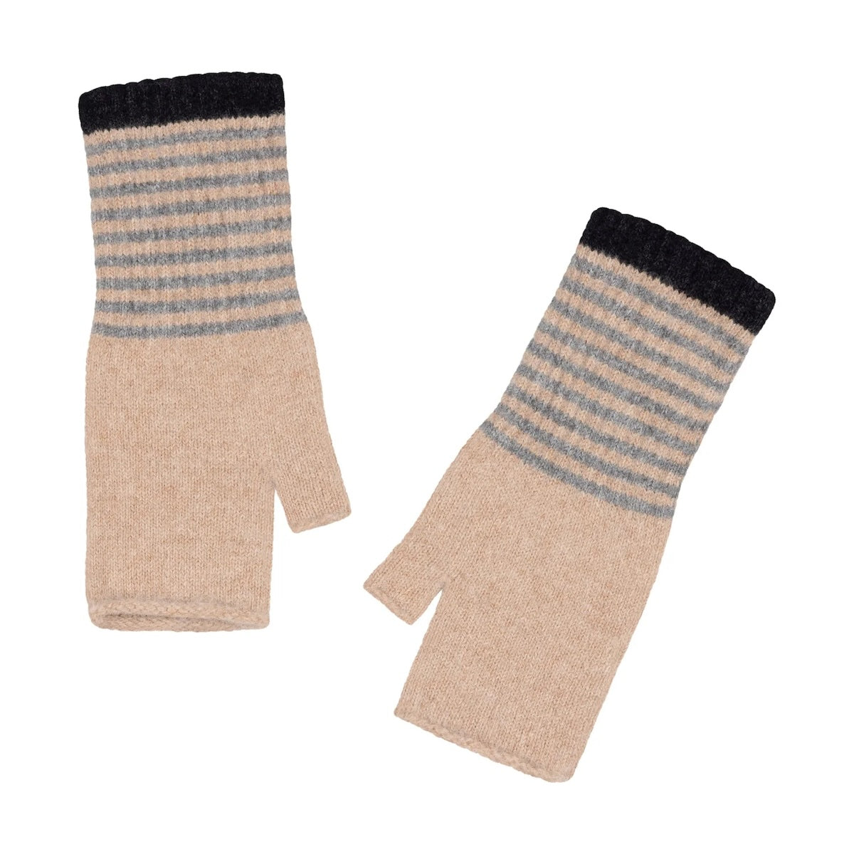 Heliotique | Quinton & Chadwick Angora Fingerless Mittens - Fossil