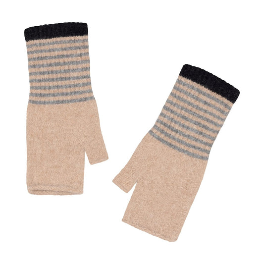 Heliotique | Quinton & Chadwick Angora Fingerless Mittens - Fossil