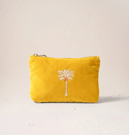 Heliotique Sunrise Palms Mini Pouch - Mustard