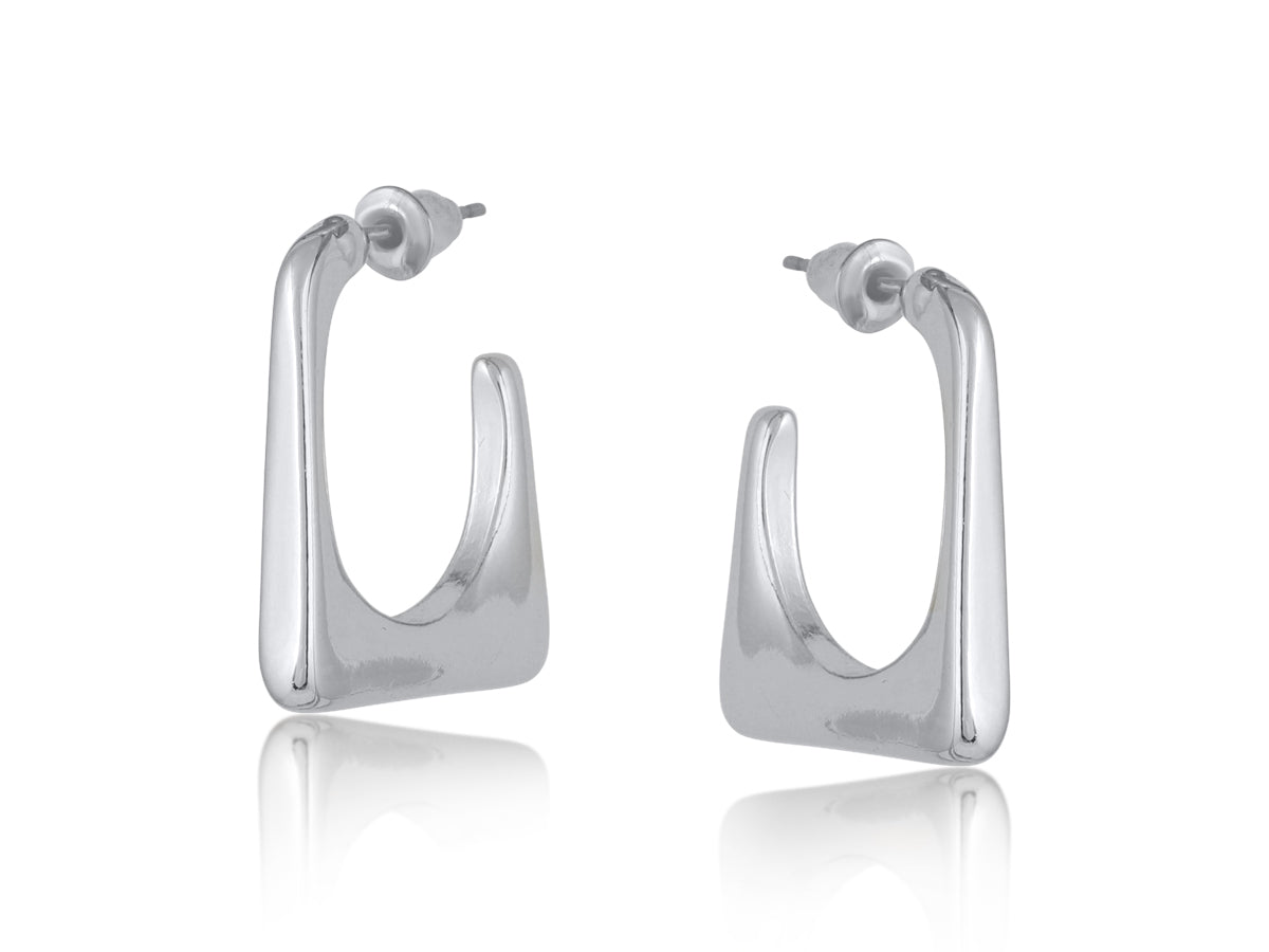 Heliotique | Big Metal London Hortense Organic Shape Earrings - Silver