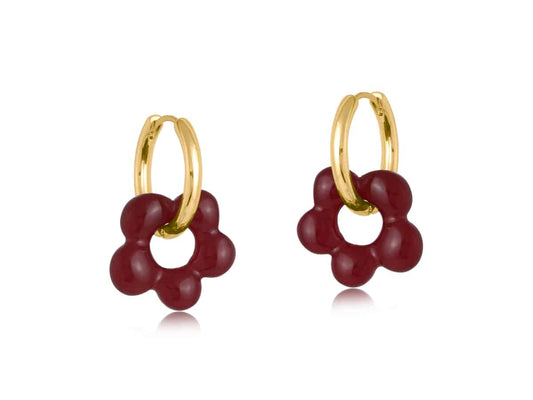 Heliotique | Big Metal London Rebecca Flower Huggie Hoops - Aubergine