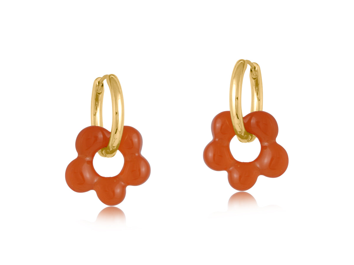 Heliotique | Big Metal London Elsa Flower Hoop Earrings - Orange