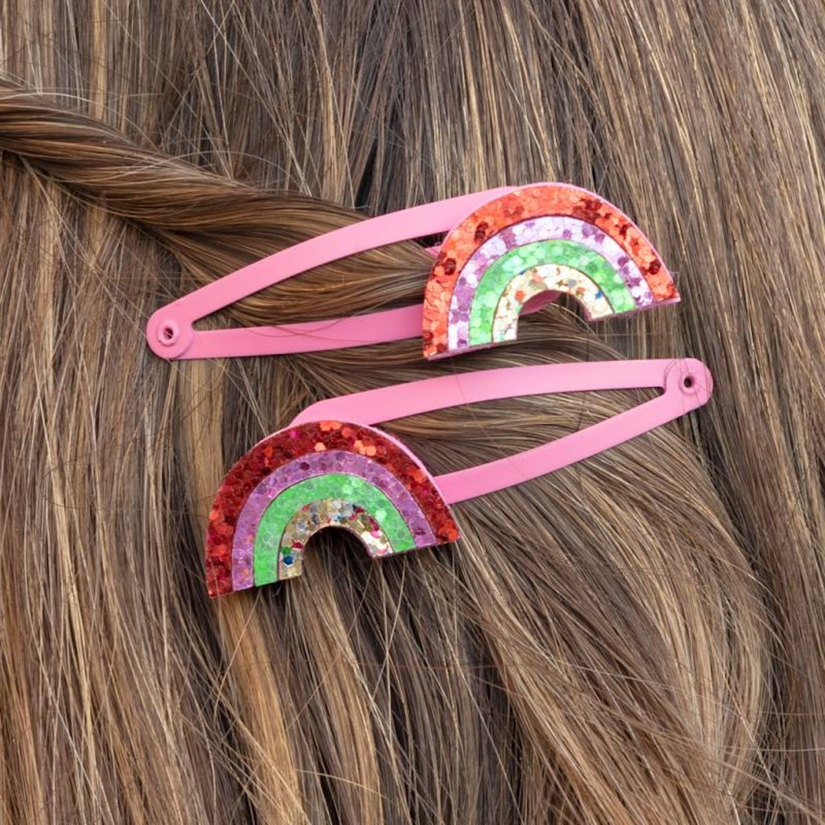 Heliotique Glitter Hair Clips - Rainbow