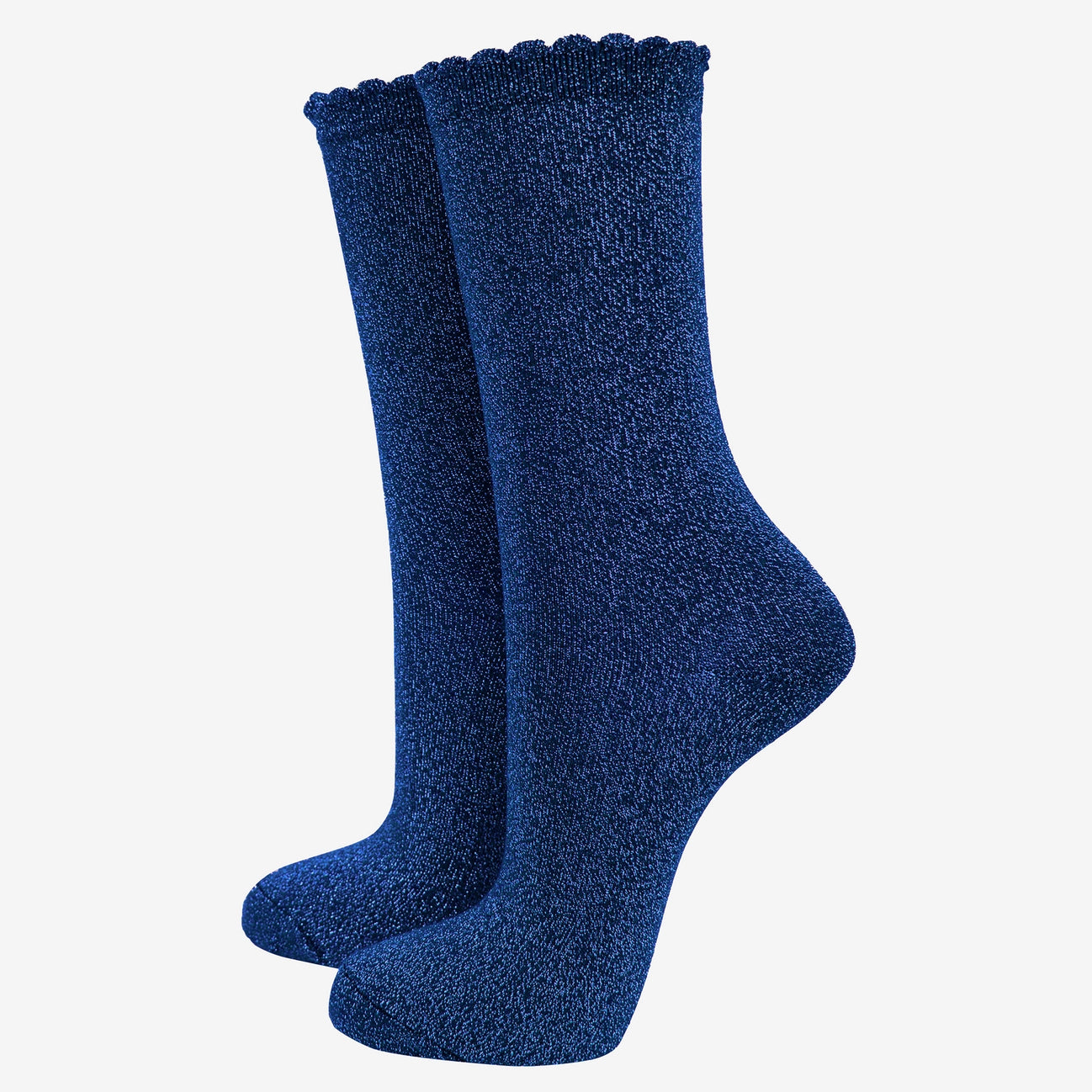 Scalloped Glitter Socks - Blue