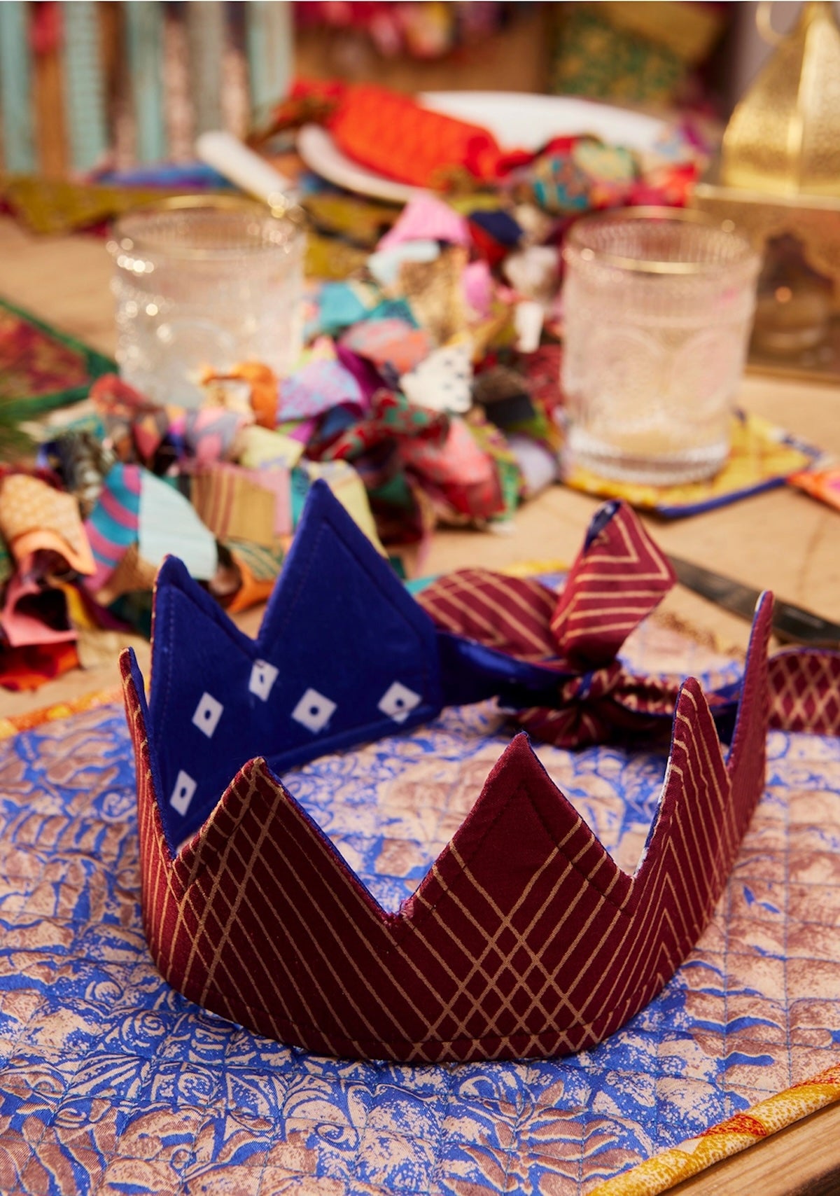Heliotique Recycled Sari Christmas Crown Hat