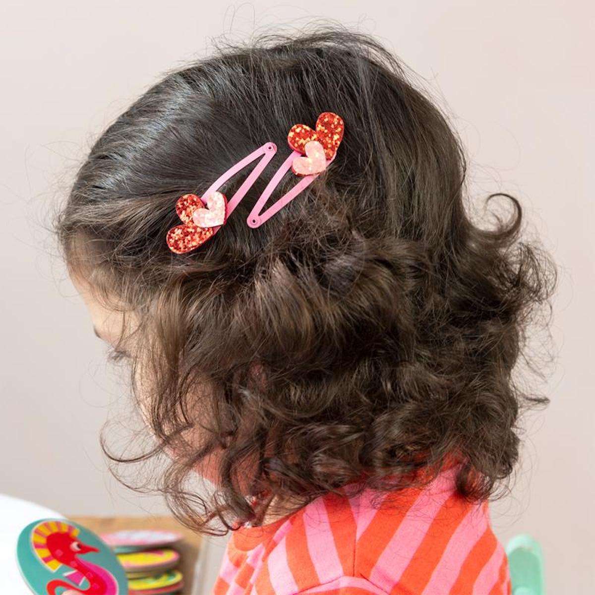 Heliotique Glitter Hair Clips - Love Heart