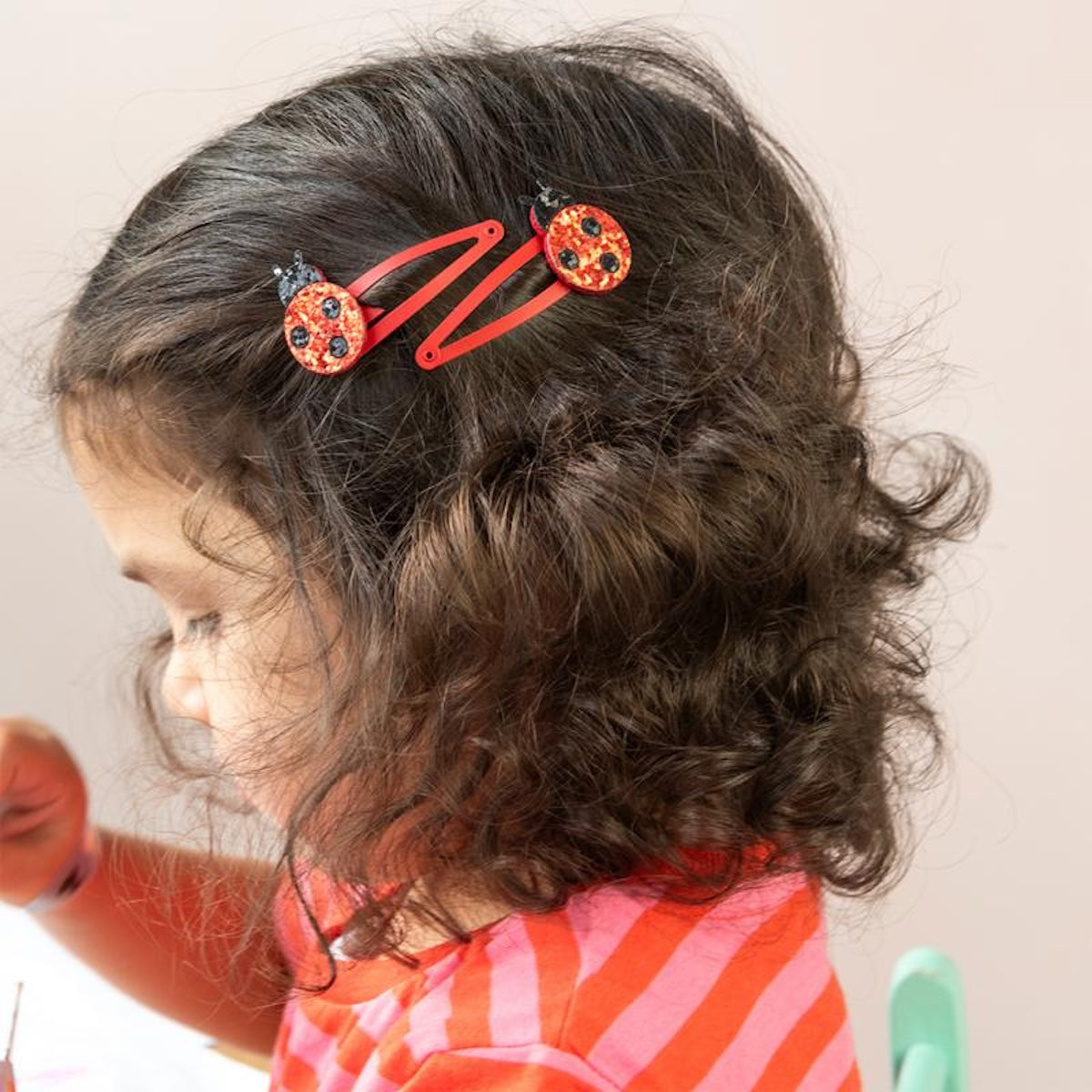 Heliotique Glitter Hair Clips - Ladybird