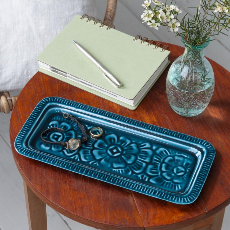 Heliotique | Rex London Enamel Floral Trinket Tray - Blue