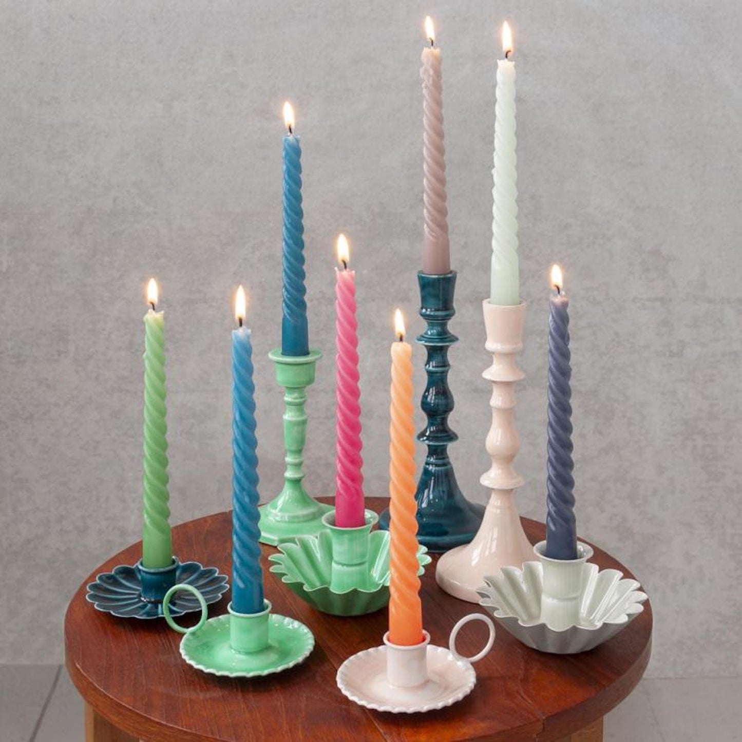 Heliotique | Rex London Enamel cupped flower candle holder - Green