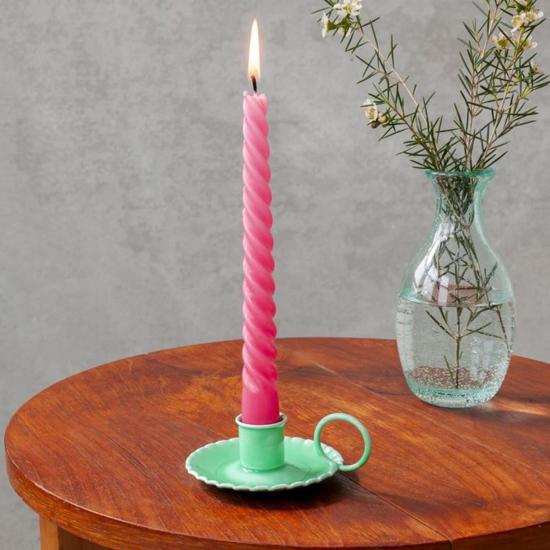 Heliotique | Rex London Enamel Chamberstick Candle Holder - Green