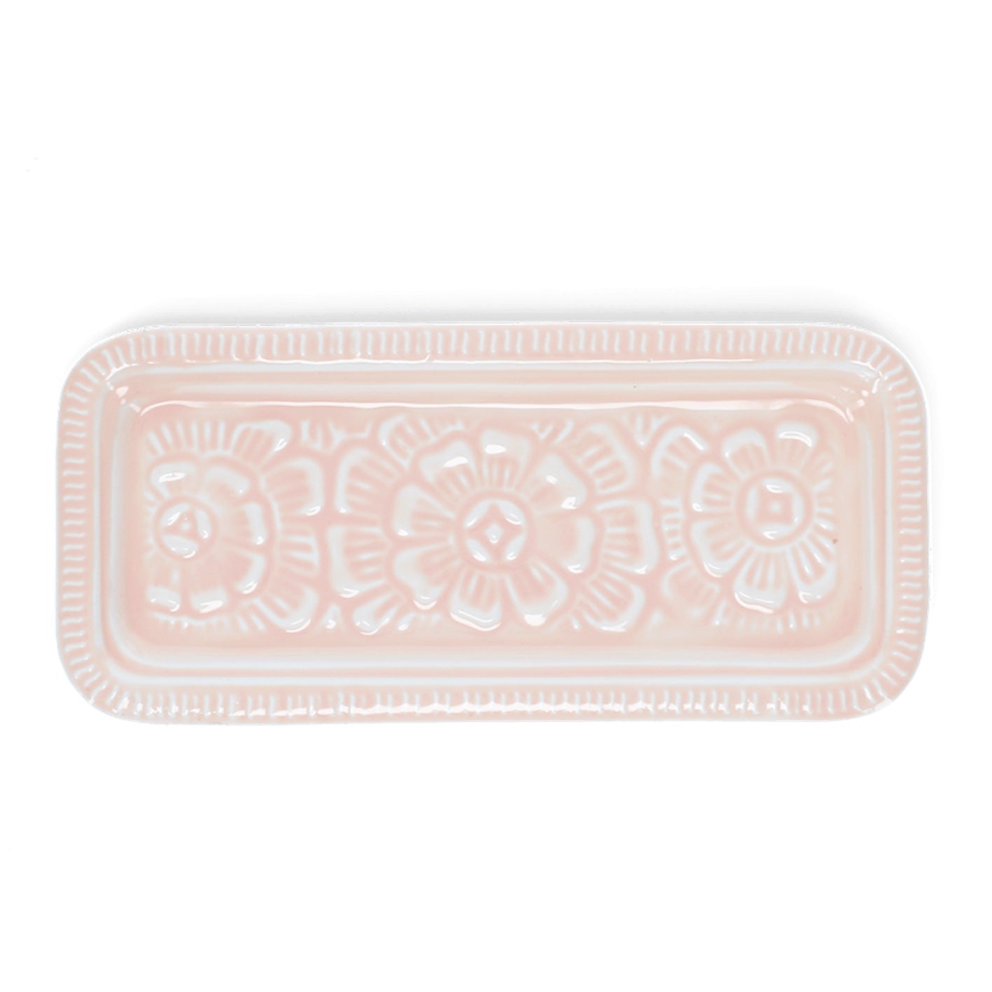 Enamel Floral Trinket Tray - Pink