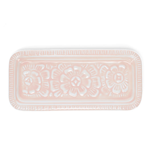 Enamel Floral Trinket Tray - Pink