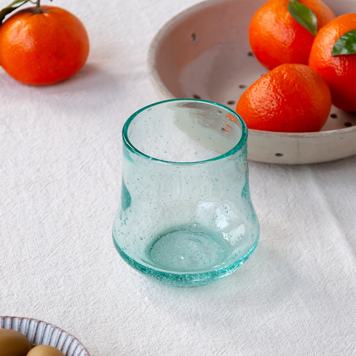 Heliotique | Rex London Hand Blown Bubble Glass Tumbler - Blue